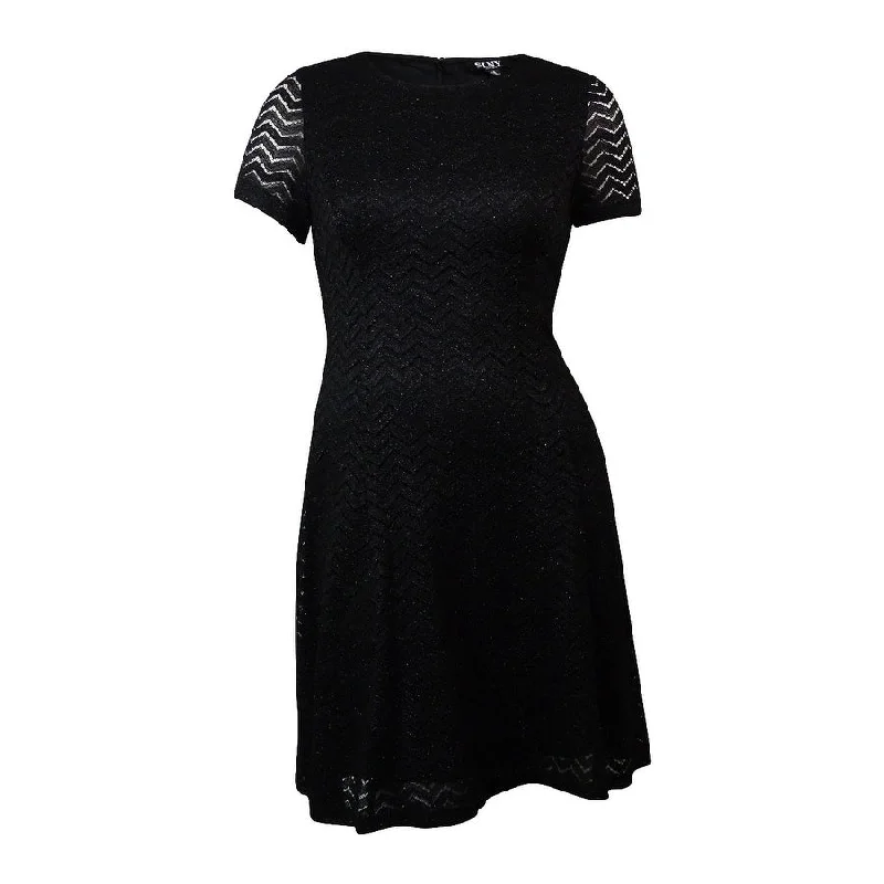 Trendy Athleisure Clothing For Women S.L. Fashions New York Women's Glittered Chevron Lace Dress