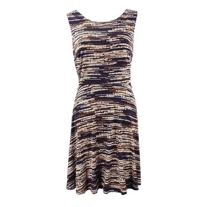 Colorful Clothing Jessica Howard Women's Faux-Suede Dress 8, Beige Multi