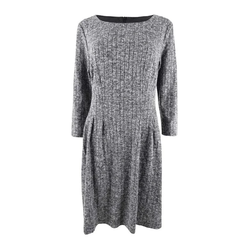 Women's Clothes For The Office Connected Women's Fit & Flare Sweater Dress (8, Grey)