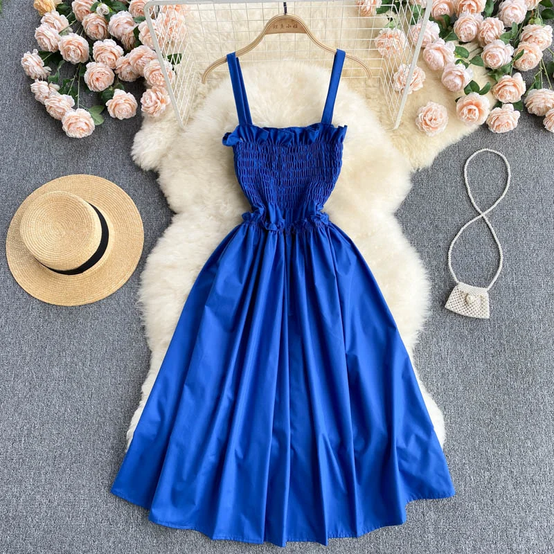 Sophisticated Outfits Blue A line off shoulder dress fashion dress  551