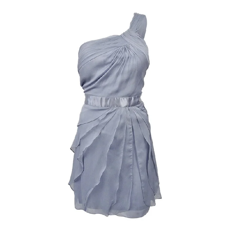 Women's Romantic Outfit Adrianna Papell Women's Tiered Chiffon One Shoulder Dress (10, Steal)