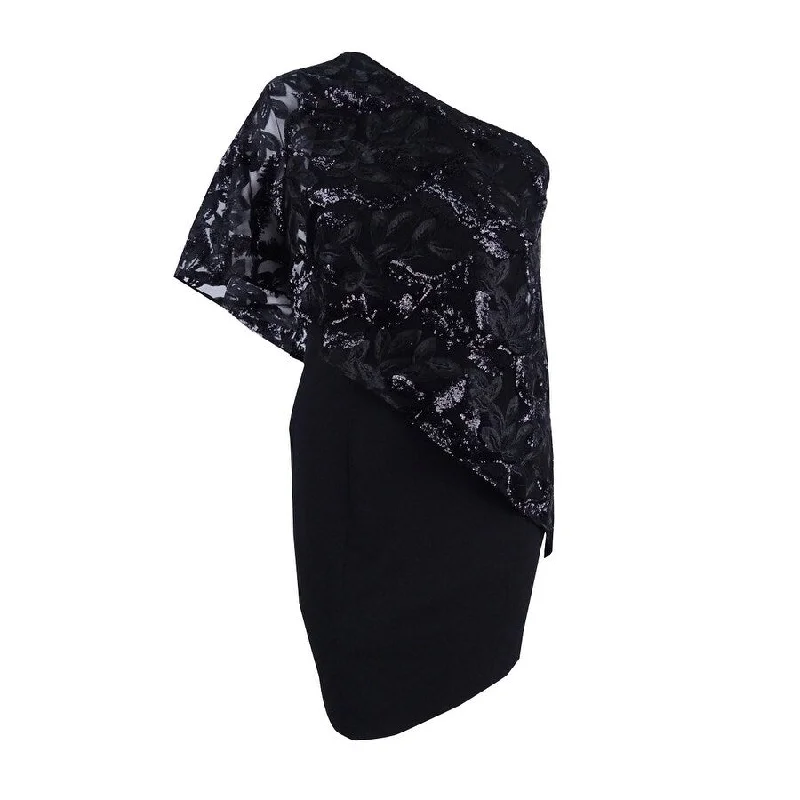 Casual Garments For Women Tahari ASL Women's Embellished One-Shoulder Dress (10, Black)