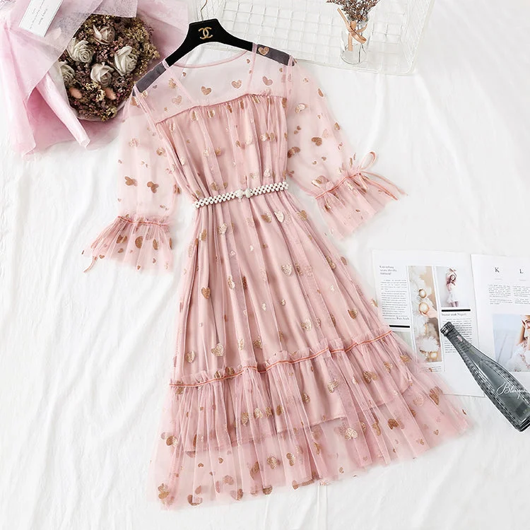 Bold Fashion Love gauze dress is super xiansen sweet  4343