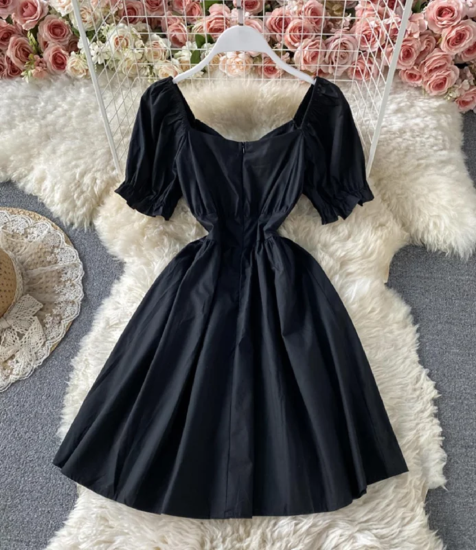 Modern Casual Clothing Black A line short dress fashion dress  689