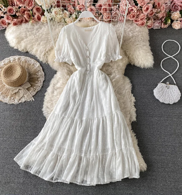 Comfortable Women's Outfits Cute A line v neck short dress fashion dress  698