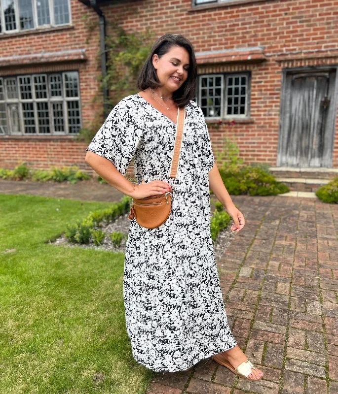 Women's Cozy Clothes Flower Print Cotton Maxi Dress