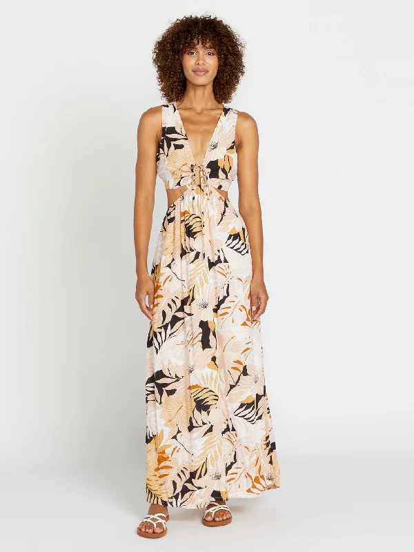 Stylish Women's Apparel Lets Luau Dress - Vintage Black