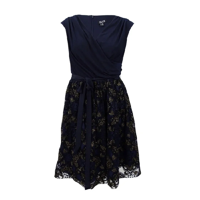 Hot Trends SLNY Women's Metallic-Print Fit & Flare Dress