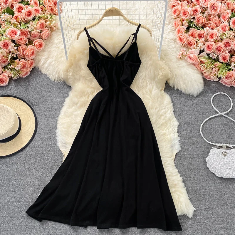 Women's Holiday Outfit Black A line short dress fashion dress  528