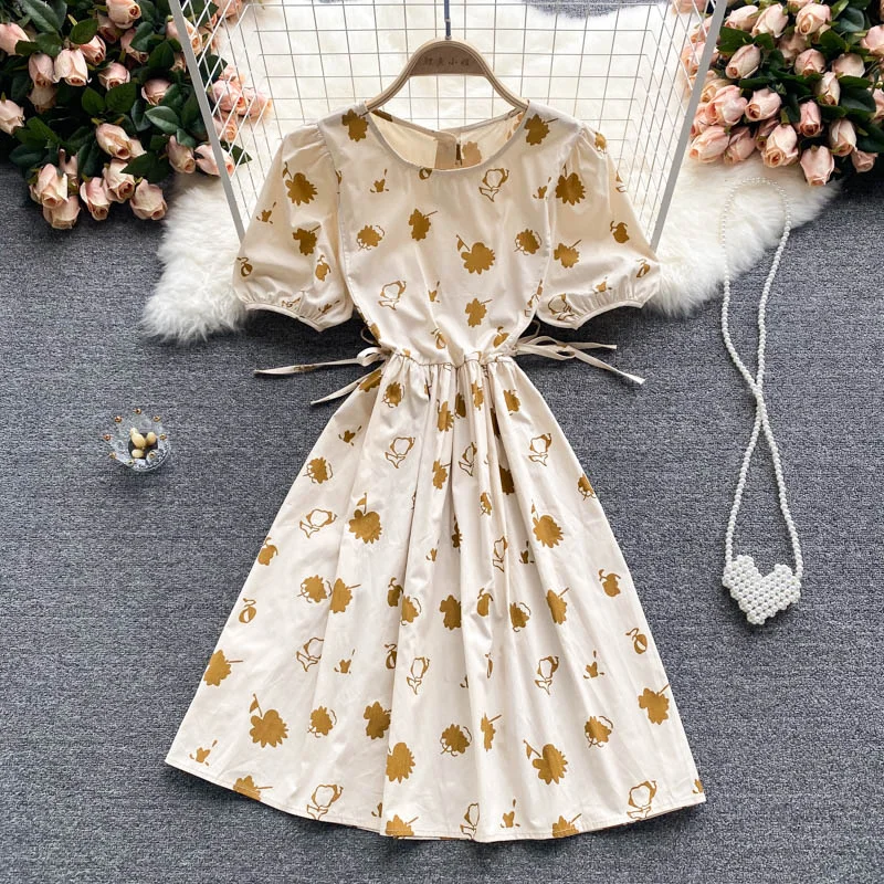 Women's Stylish Outdoor Outfit Cute round neck short A line dress fashion dress  562