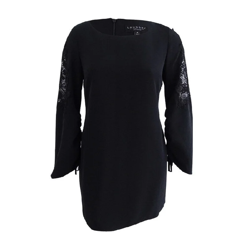 Women's Chic Outfit Laundry by Shelli Segal Women's Statement-Sleeve Dress (0, Black)