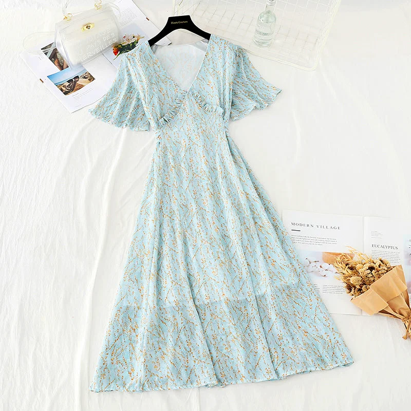Women's Work Outfit The new waist is slim, gentle and retro French dress  4651