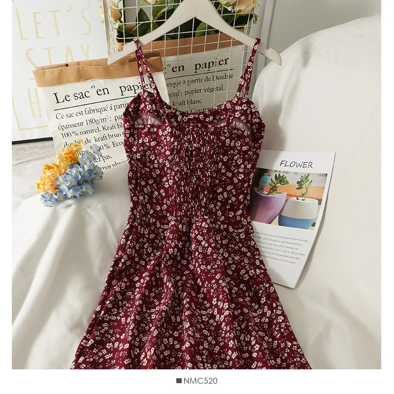 Women's Plus-Size Outfit Hong Kong style retro floral high waist low neck short dress  2694