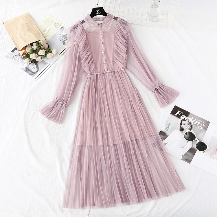 Women's Stylish Casual Garments Gentle wind fairy super fairy series mesh dress  3982