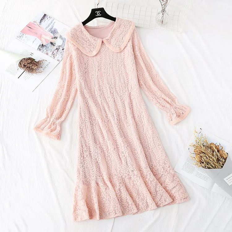 Women's Trendy Outfits Lace dress doll neck fishtail long skirt fairy super fairy series  4581