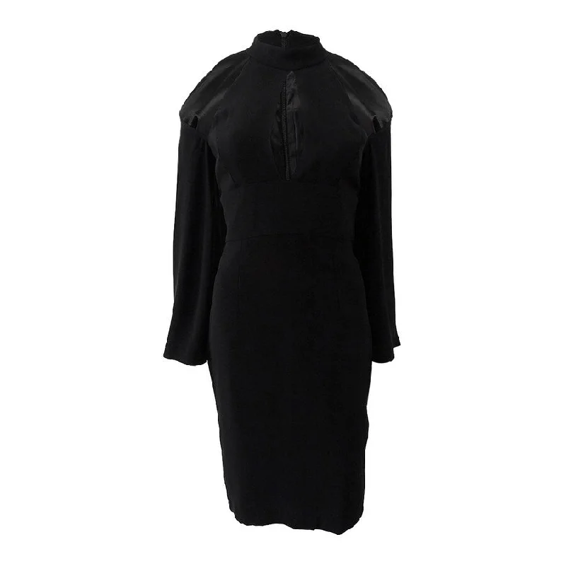 Best Online Boutiques Bardot Women's Mock-Neck Cold-Shoulder Sheath Dress (S, Black)