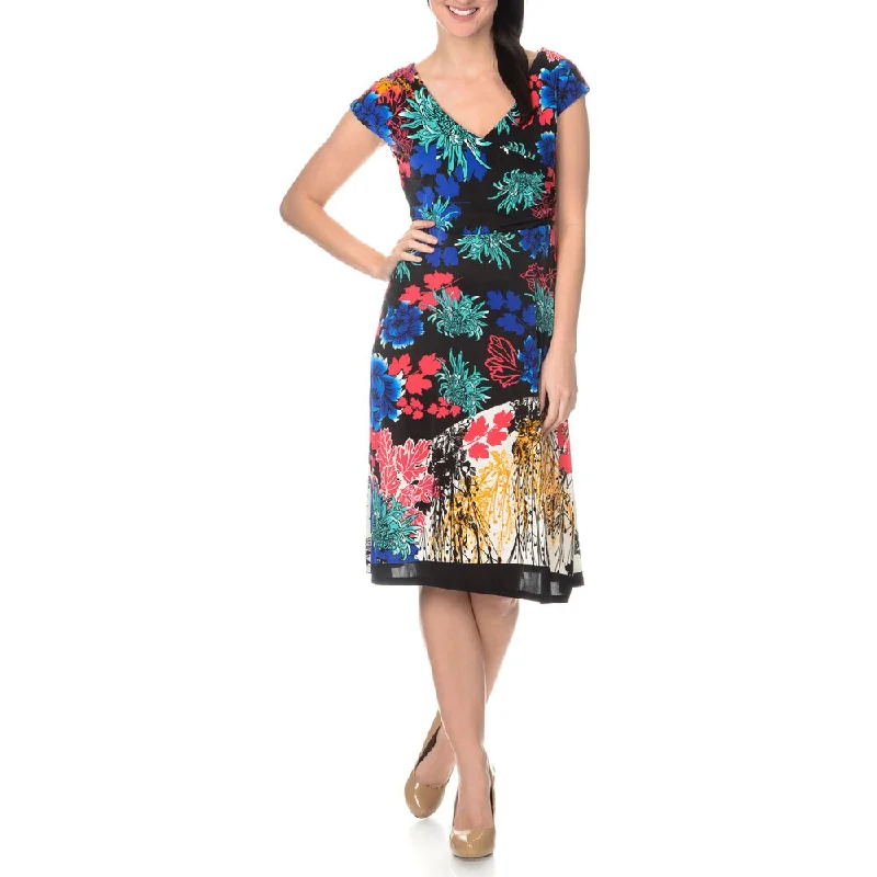 Bold Fashion La Cera Women's Multi Print Cross-over Front Dress