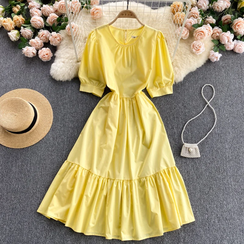 Women's Occasion Wear Clothing Yellow A line short dress fashion dress  580
