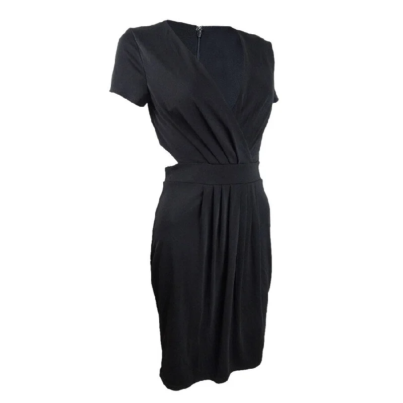 Timeless Women's Outfit Bar III Women's Pleated Side-Cutout Dress (S, Deep Black)
