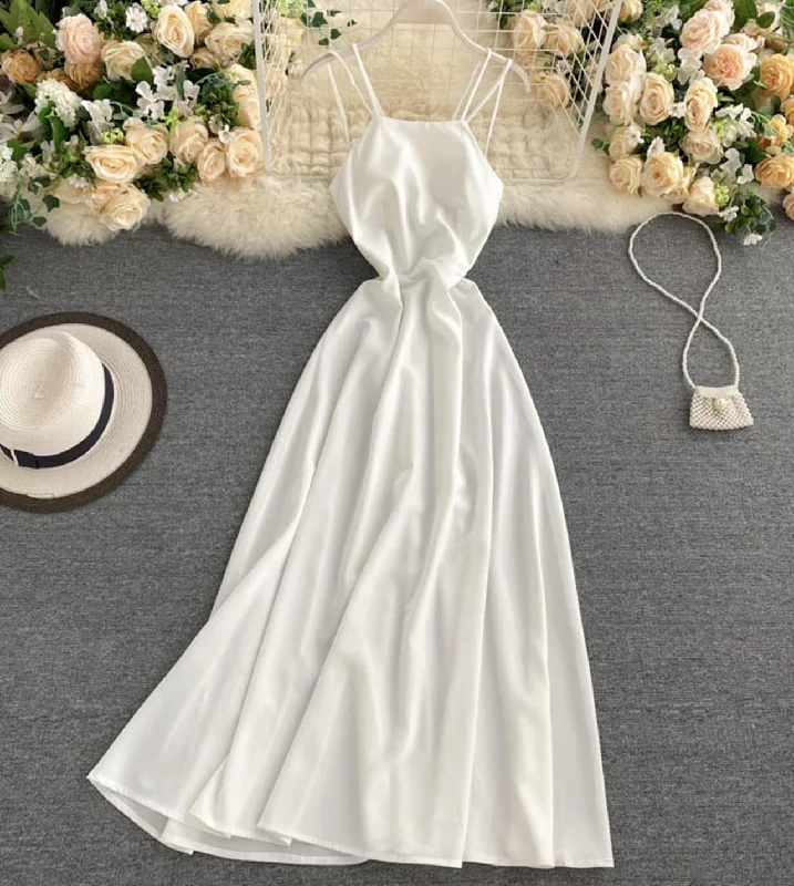 Women's Seasonal Fashion Trends Simple A line backless dress  772