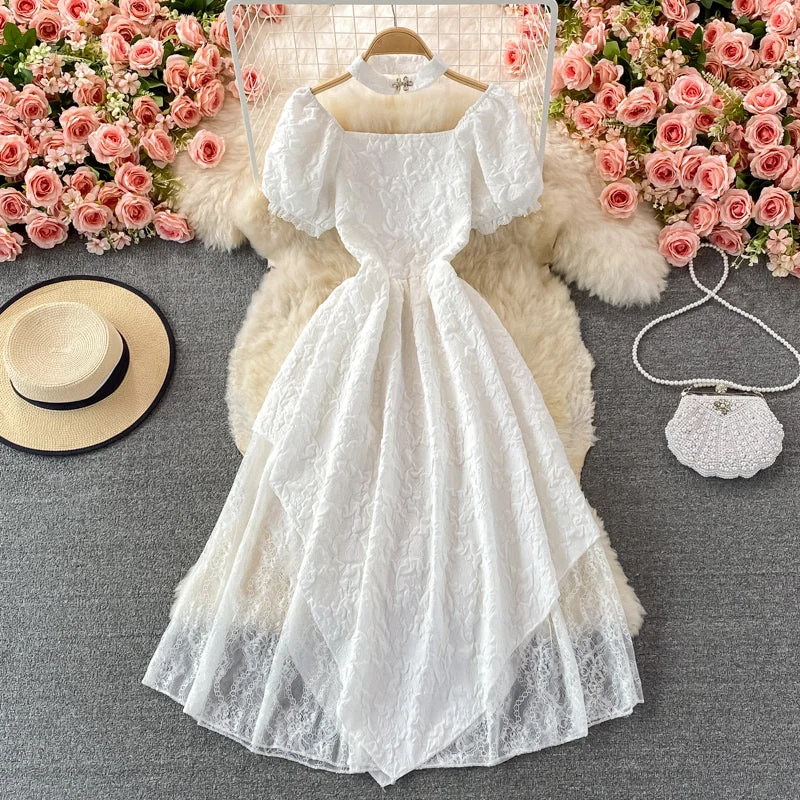 Classic Women's Clothing Styles White A line irregular dress fashion dress  445