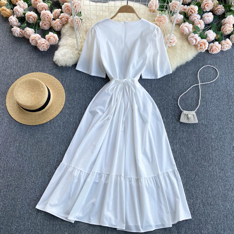 Luxury Women's Clothes Cute round neck A line dress fashion dress  521