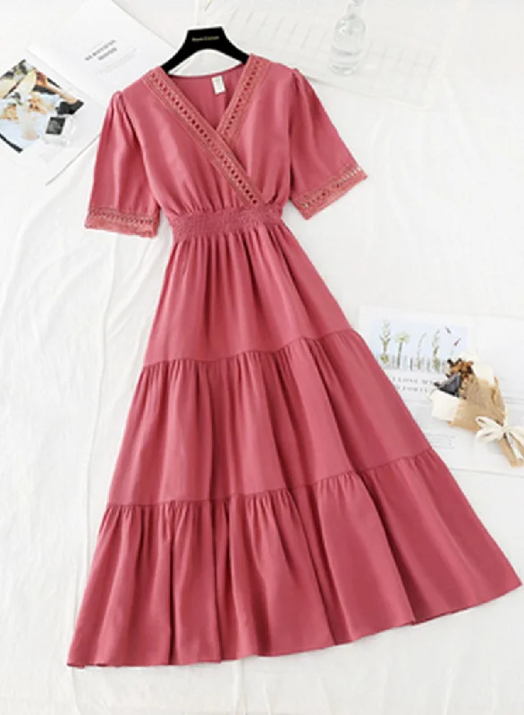 Affordable Women's Clothing Sale Online Women's dress A line v neck lace dress  1136