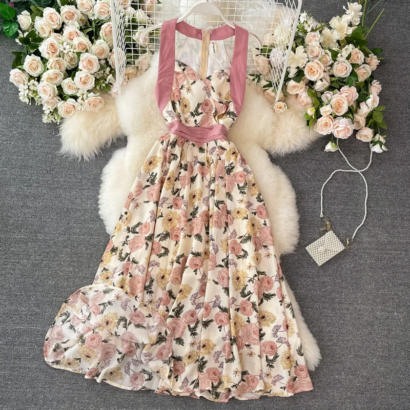 Casual Chic Vintage Halter off shoulder dress  2720