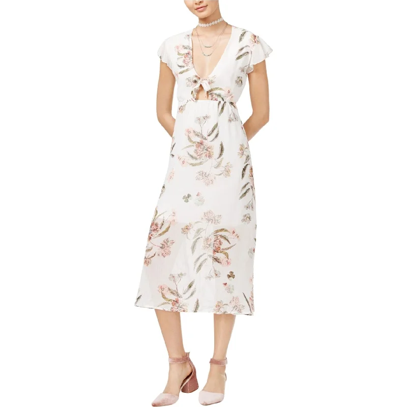 Outfits Ideas Love Fire Womens Tie Front A-line Dress, White, Small