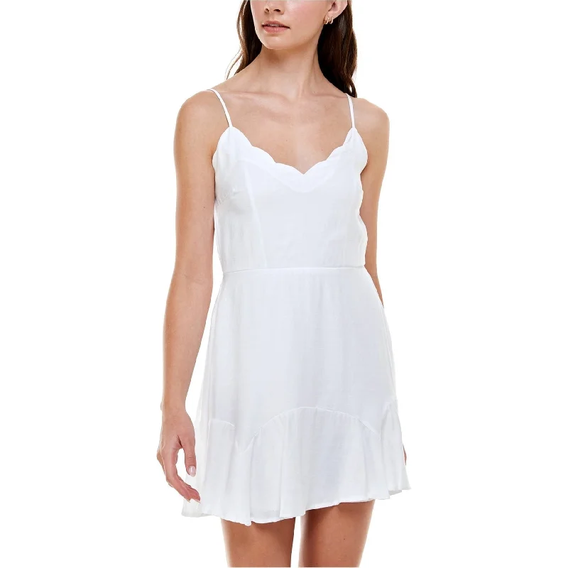 Comfortable Clothes Trixxi Womens Scalloped Trim Flounce Dress, White, XX-Small