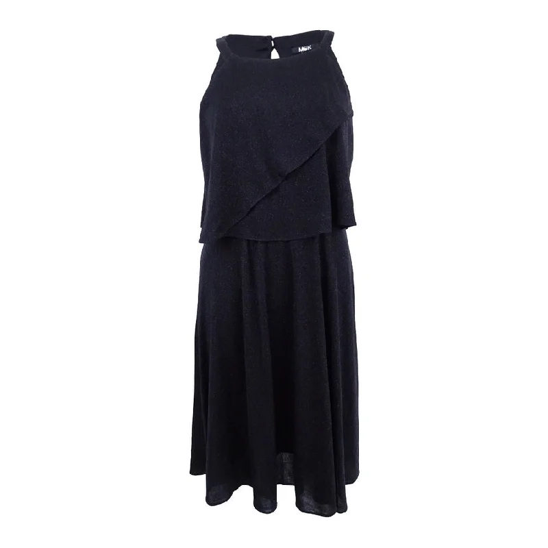 Women's Elegant Clothes Msk Women's Glittery Flutter Popover Dress