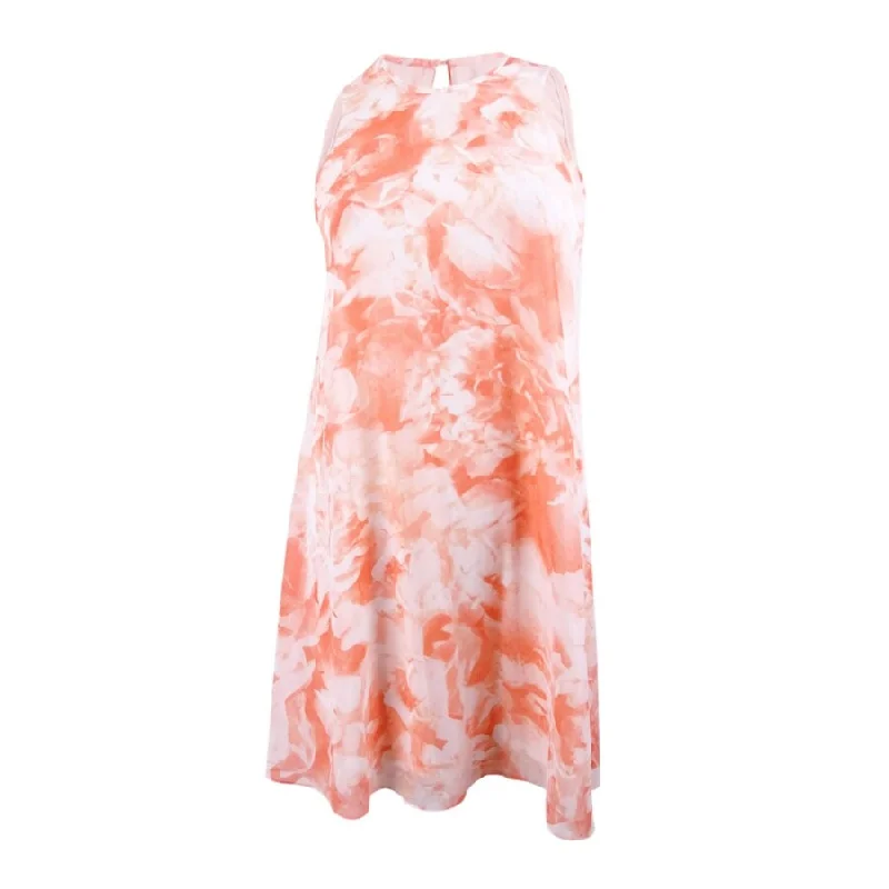 Minimalist Style Calvin Klein Women's Plus Size Floral-Print Trapeze Dress