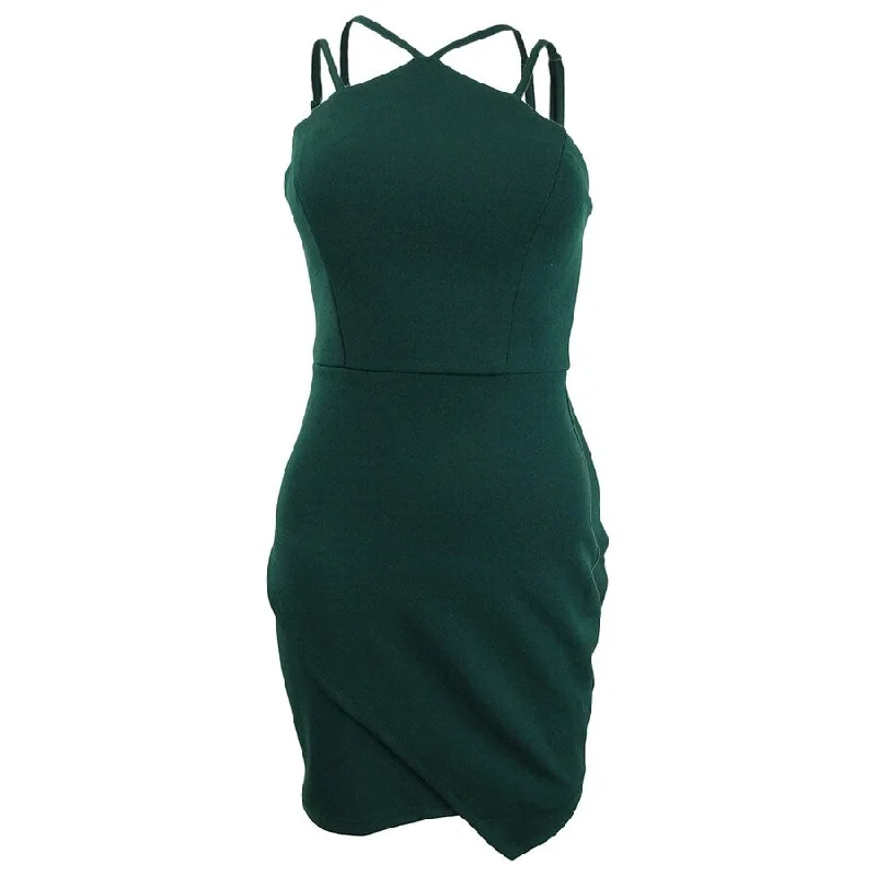 Women's Clothing Sets Sequin Hearts Juniors' Strappy Scuba Sheath Dress