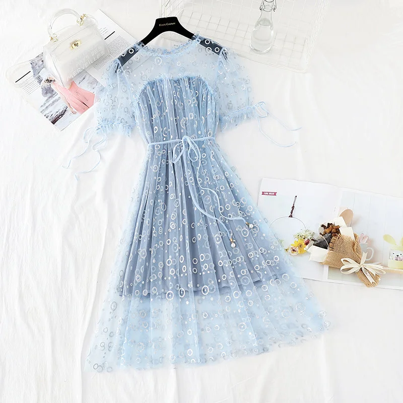 Women's Casual Wear Outfit The new waist is slim, French gentle dress  4395