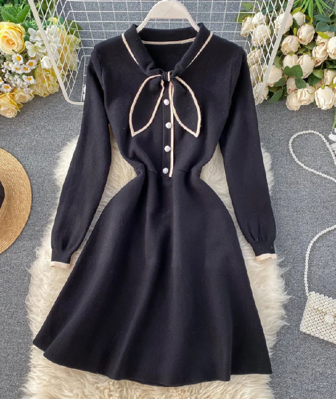 Women's Clothes For The Office Cute bunny ears long sleeve knitted dress  211
