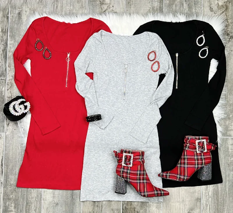 Sporty Streetwear Maybe It Was Love Zip Dress - Multiple Colors