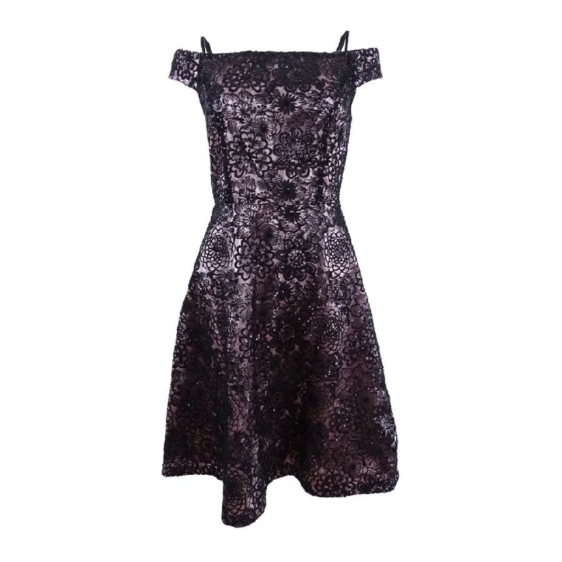 Women's Vintage-Inspired Outfit Tahari ASL Women's Off-The-Shoulder Floral-Print Dress