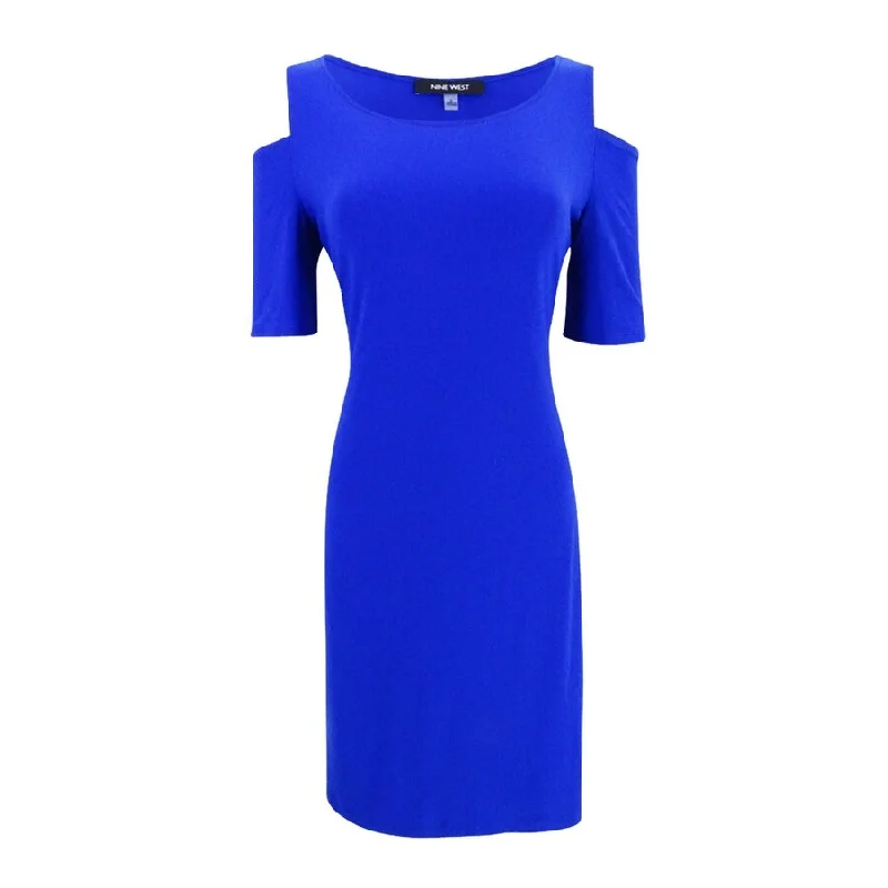 Best Clearance Sales Right Now Nine West Women's Cold-Shoulder Dress (2, Royal Blue)