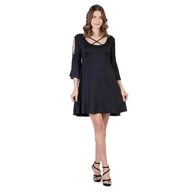 Business Casual Outfits 24seven Comfort Apparel Womens Knee Length Cold Shoulder Dress Business Casual Outfits 24seven Comfort Apparel Womens Knee Length Cold Shoulder Dress
