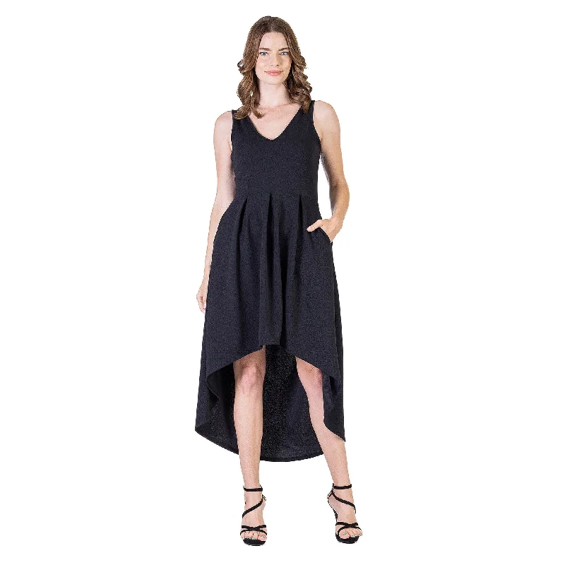 Stylish Everyday Clothing 24seven Comfort Apparel Womens Sleeveless Fit N Flare High Low Dress Stylish Everyday Clothing 24seven Comfort Apparel Womens Sleeveless Fit N Flare High Low Dress