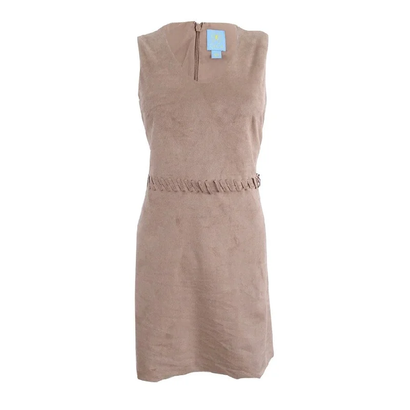 Women's Evening Clothing CeCe Women's Jewel V-Neck Faux-Suede Dress