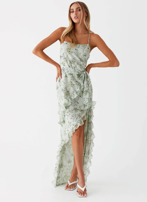 Boho Chic Fashion Sweet Serenity Maxi Dress - Sage Floral
