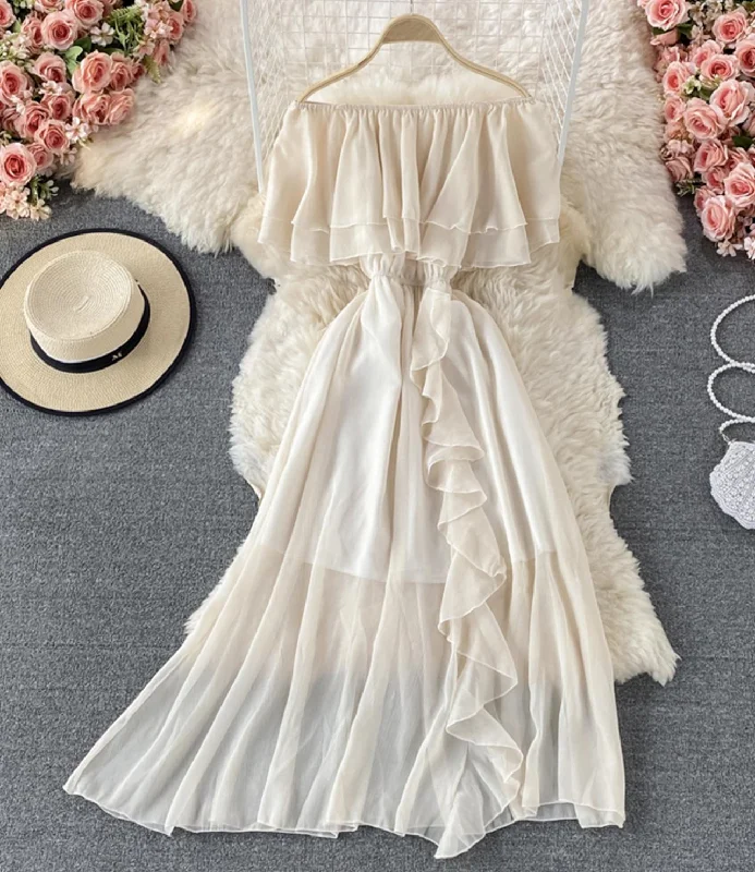 Women's Street Style Casual Wear Cute A line off shoulder dress fashion dress  618