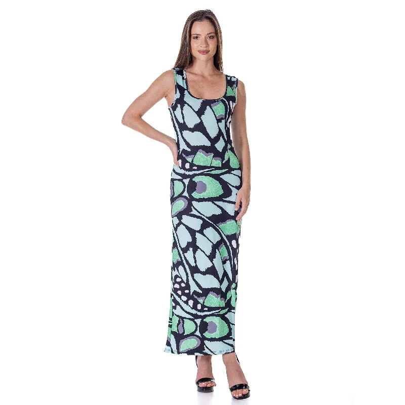 Evening Looks 24seven Comfort Apparel Womens Green Butterfly Print Casual Razorback Tank Maxi Dress Evening Looks 24seven Comfort Apparel Womens Green Butterfly Print Casual Razorback Tank Maxi Dress