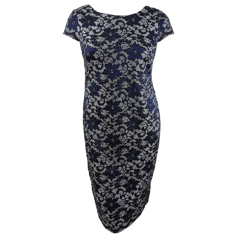 Comfortable Garments For Women Connected Women's Embroidered-Glitter Dress (10, Navy) Comfortable Garments For Women Connected Women's Embroidered-Glitter Dress (10, Navy)