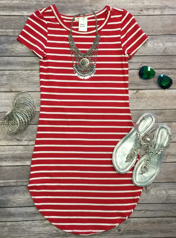 Fashion Forward On the Horizon Tunic Dress: Red