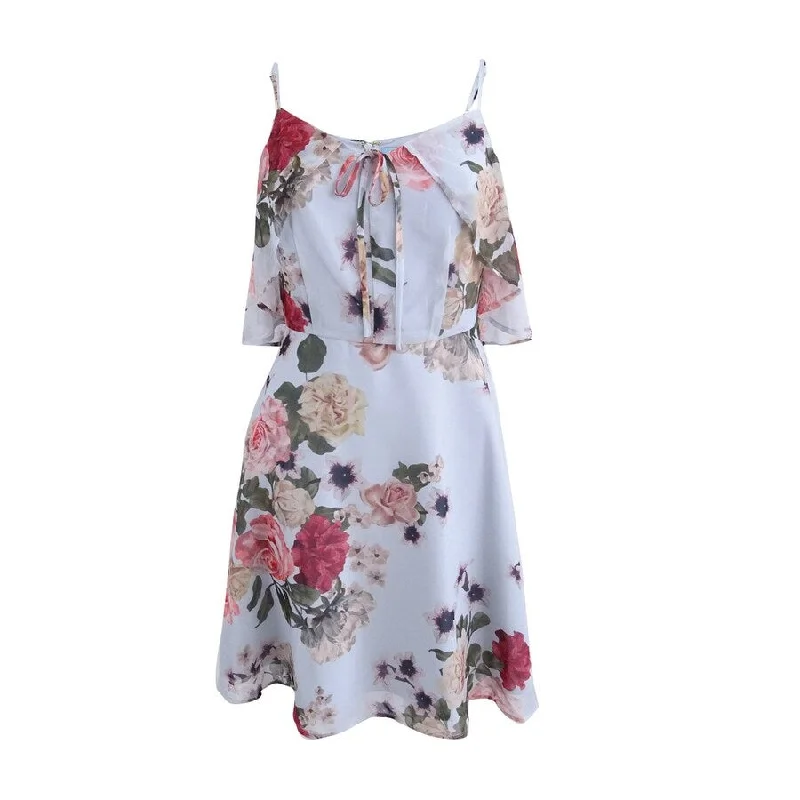 Women's Vintage Garments CeCe Women's Olivia Floral-Print Cold-Shoulder Dress