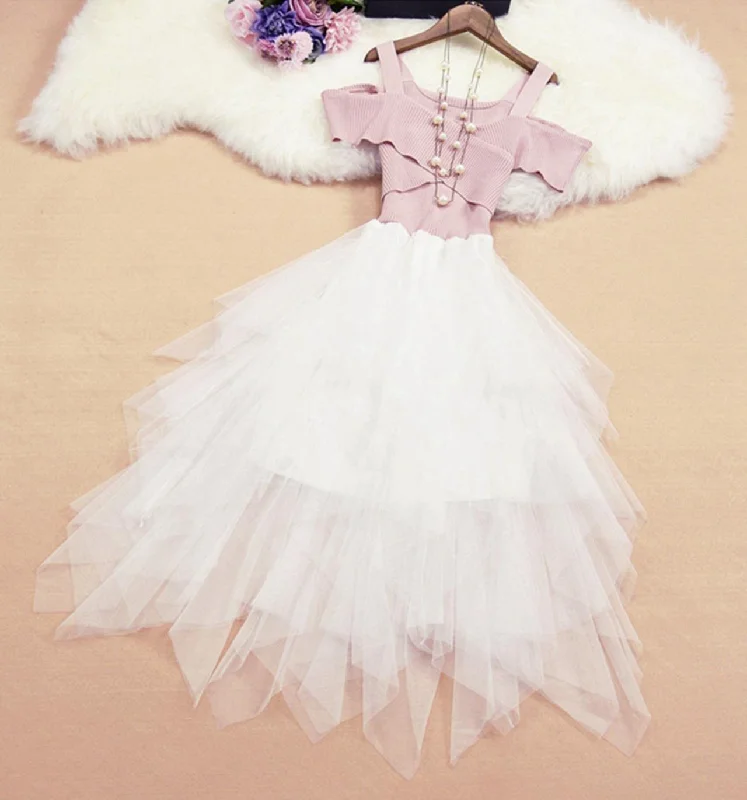 Online Boutiques Affordable Cute tulle off shoulder dress fashion dress  725