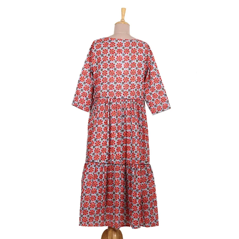 Elegant Women's Evening Garments NOVICA Cotton print dress Modern Tradition