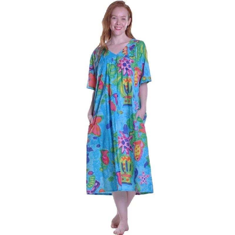 Bold Prints Casual Chic La Cera Women's Flutter Sleeve Printed Cotton Dress